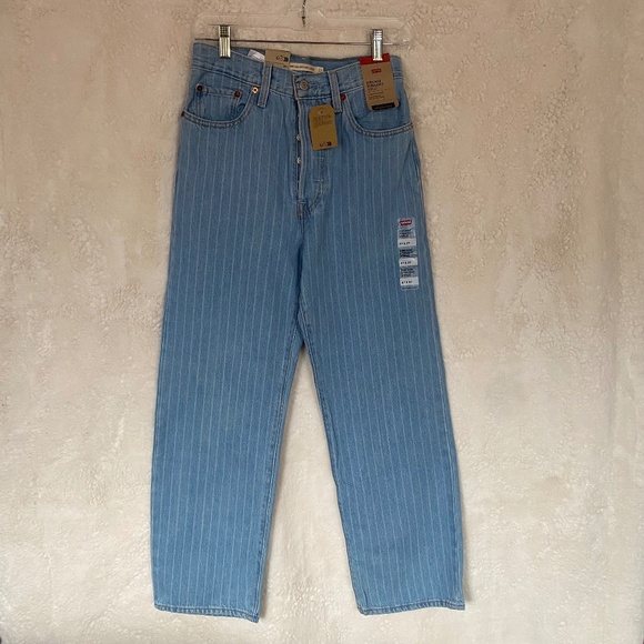 Levi's Denim - Levi's Ribcage Straight Ankle Jeans, blue with vertical stripes, size 27